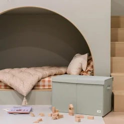 Coffre à jouets en tissu recyclé Uni vert