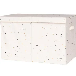 Coffre à jouets en tissu recyclé Terrazzo crème