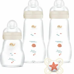 Coffret biberons verre Nature Lin (3 biberons + 1 sucette)