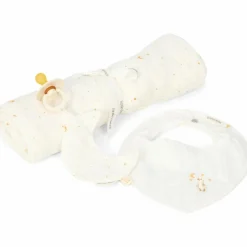 Coffret cadeau attache-sucette, bavoir bandana et lange XL Moon & Stars