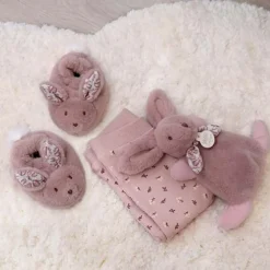 Coffret Chaussons et Doudou Rose Lapin Doudou