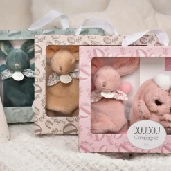 Coffret Chaussons et Doudou Rose Lapin Doudou