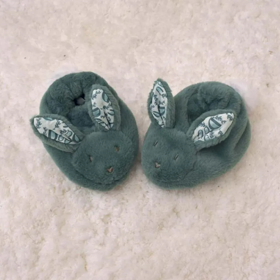 Coffret Chaussons et Doudou Vert Sauge Lapin Doudou