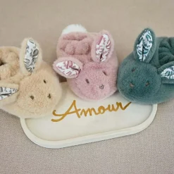 Coffret Chaussons et Doudou Vert Sauge Lapin Doudou