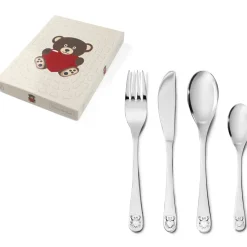 Coffret couverts Ours avec coeur personnalisable (4 pièces)