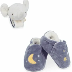 Coffret de naissance chaussons et bracelet sonore Eléphant