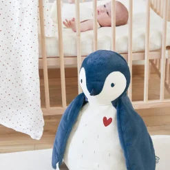 Coffret peluche Manchot bleu et lange d'emmaillotage