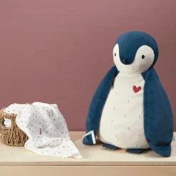 Coffret peluche Manchot bleu et lange d'emmaillotage