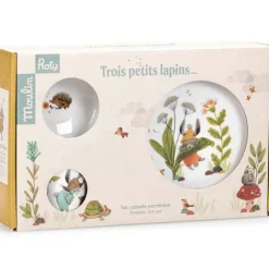 Coffret repas en porcelaine Trois petits lapins (3 pièces)