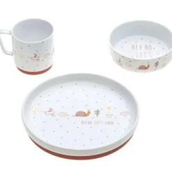 Coffret repas en porcelaine rose Garden Explorer (3 pièces)