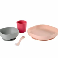 Coffret repas en silicone rose (4 pièces)