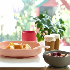 Coffret repas en silicone rose (4 pièces)