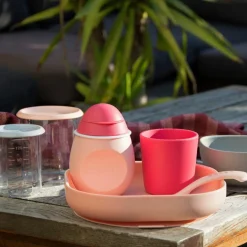 Coffret repas en silicone rose (4 pièces)