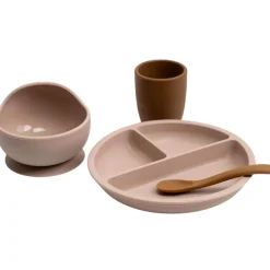 Coffret repas en silicone Sable-Caramel (4 pièces)