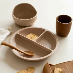 Coffret repas en silicone Sable-Caramel (4 pièces)