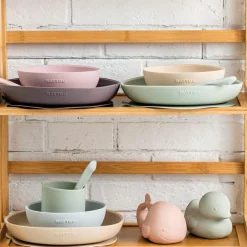 Coffret repas en silicone sable-vert (4 pièces)