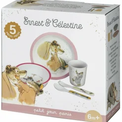 Coffret repas Ernest et Célestine rose (5 pièces)
