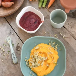 Coffret repas silicone Vert sauge et Vert de gris (4 pièces)