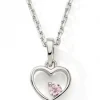 Collier Coeur rose 42 + 3 cm (argent)