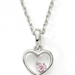 Collier Coeur rose 42 + 3 cm (argent)