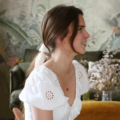 Collier Cœur rouge chaîne perlée personnalisable (plaqué or)