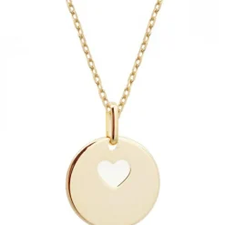 Collier enfant médaille Coeur ivoire plaqué or 42 cm (personnalisable)