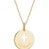 Collier enfant médaille Croix ivoire plaqué or 42 cm (personnalisable)