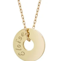 Collier enfant Mini jeton personnalisable (plaqué or)