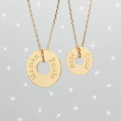 Collier enfant Mini jeton personnalisable (plaqué or)