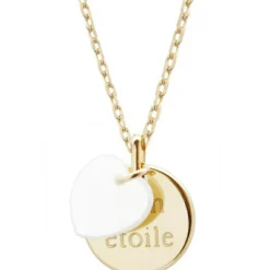 Collier Kids médaille Coeur nacre plaqué or 42 cm (personnalisable)