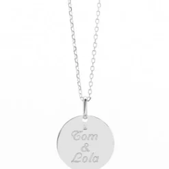 Collier médaille martelée 45 cm personnalisable (argent 925°)