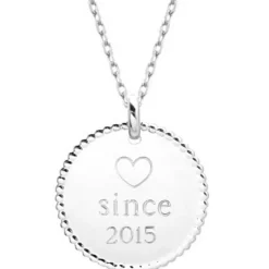 Collier médaille perlée chaîne 45 cm personnalisable (argent 925°)