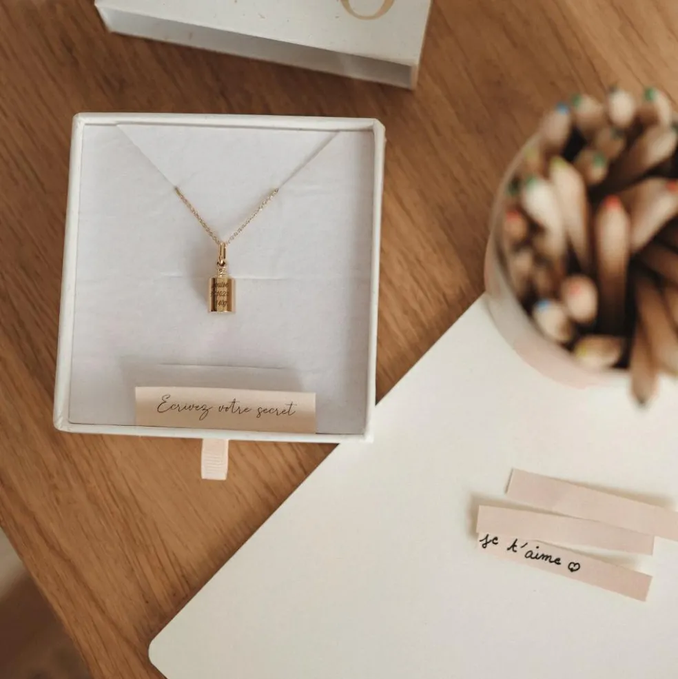 Collier Mon Petit Secret personnalisable (plaqué or jaune)