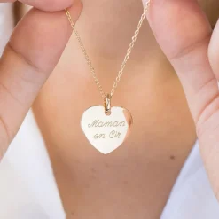 Collier Petit coeur chaîne 45 cm personnalisable (plaqué or)