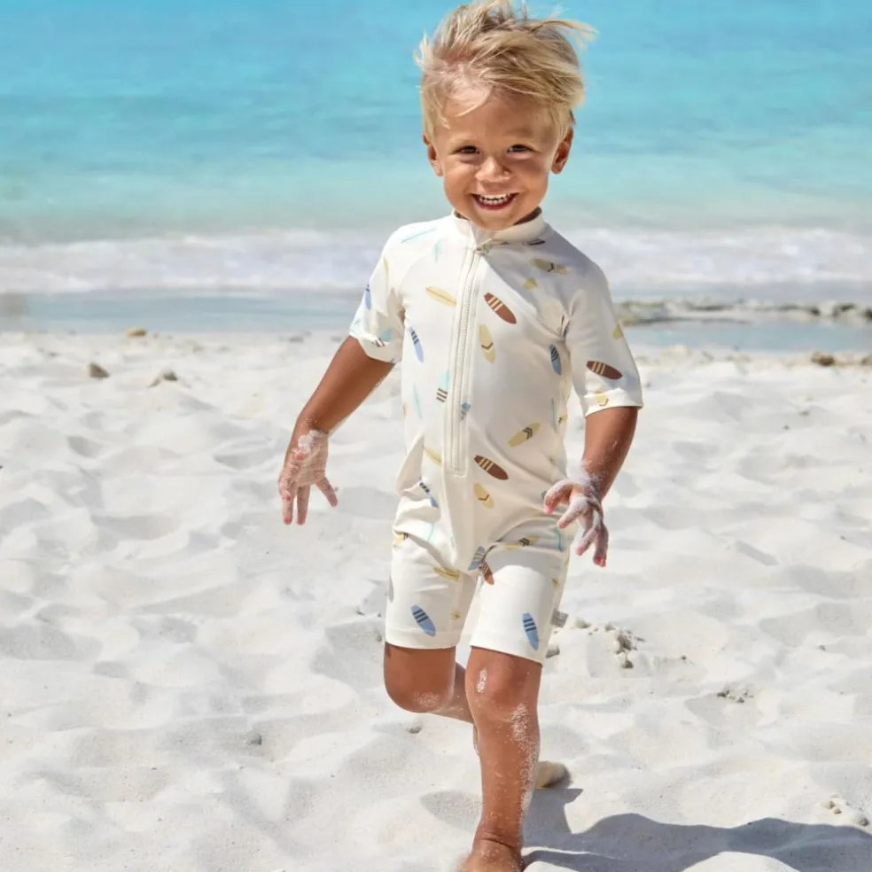 Combinaison anti-UV Planches de surf écru (07-12 mois)