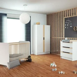 Commode à langer en bois de hêtre verni Carrousel blanc