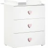 Commode à langer New Basic Boutons coeur rose