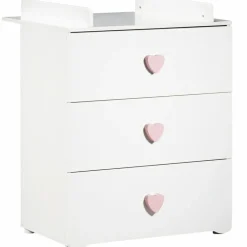Commode à langer New Basic Boutons coeur rose