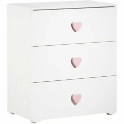 Commode à langer New Basic Boutons coeur rose