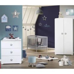 Commode à langer New Basic Boutons étoile gris