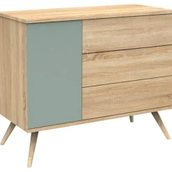 Commode 3 tiroir et 1 porte Seventies sauge