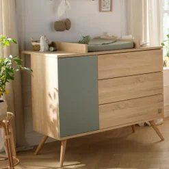 Commode 3 tiroir et 1 porte Seventies sauge