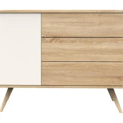 Commode 3 tiroir et 1 porte Seventies crème