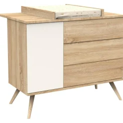 Commode 3 tiroir et 1 porte Seventies crème