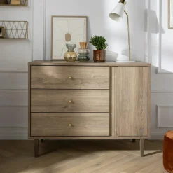 Commode 3 tiroirs et 1 porte Mokka