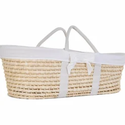 Couffin moïse naturel avec matelas et habillage jersey écru