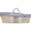 Couffin moïse naturel avec matelas et habillage jersey gris