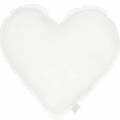 Coussin Coeur en lin Blanc (28 cm)