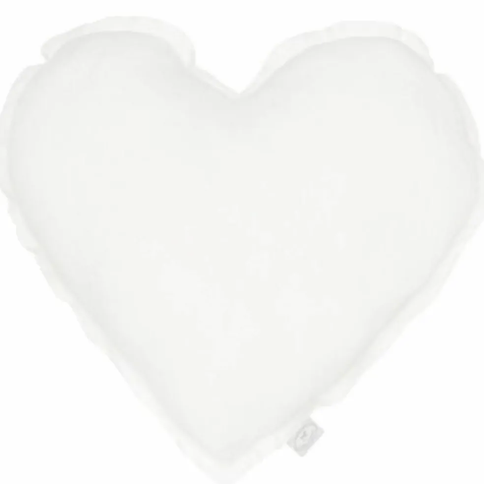 Coussin Coeur en lin Blanc (28 cm)
