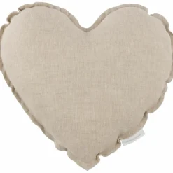 Coussin Coeur en lin Naturel (28 cm)